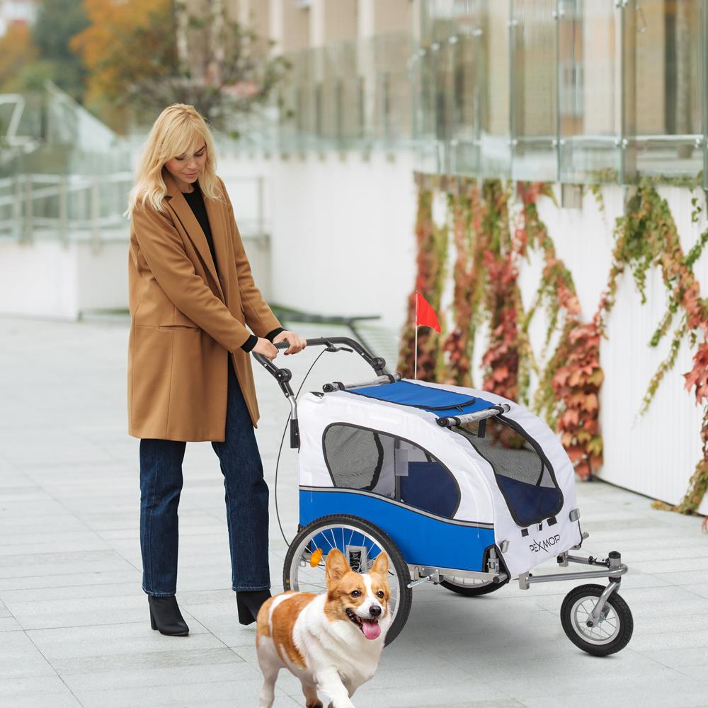 PEXMOR 2-in-1 Dog Bike Trailer,Pet Stroller Dog Trailer for Bicycle w/Universal Hitch,Folding Pet Cart Bike Wagon Cargo Carrier for Dog Shock Absorber