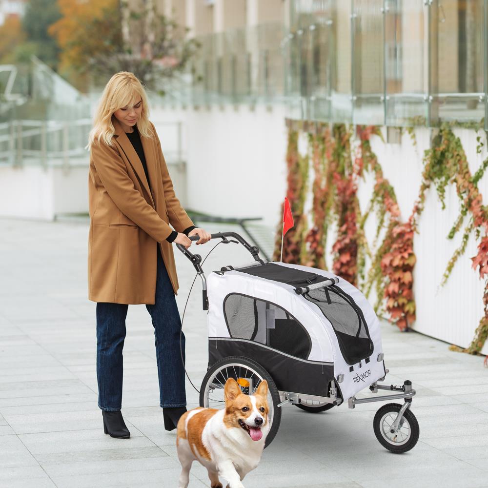 PEXMOR 2-in-1 Dog Bike Trailer, Pet Stroller Bike Trailer for Dogs  w/Universal Hitch, Dog Cart for Bicycle Wagon Cargo Carrier w/Shock  Absorber 