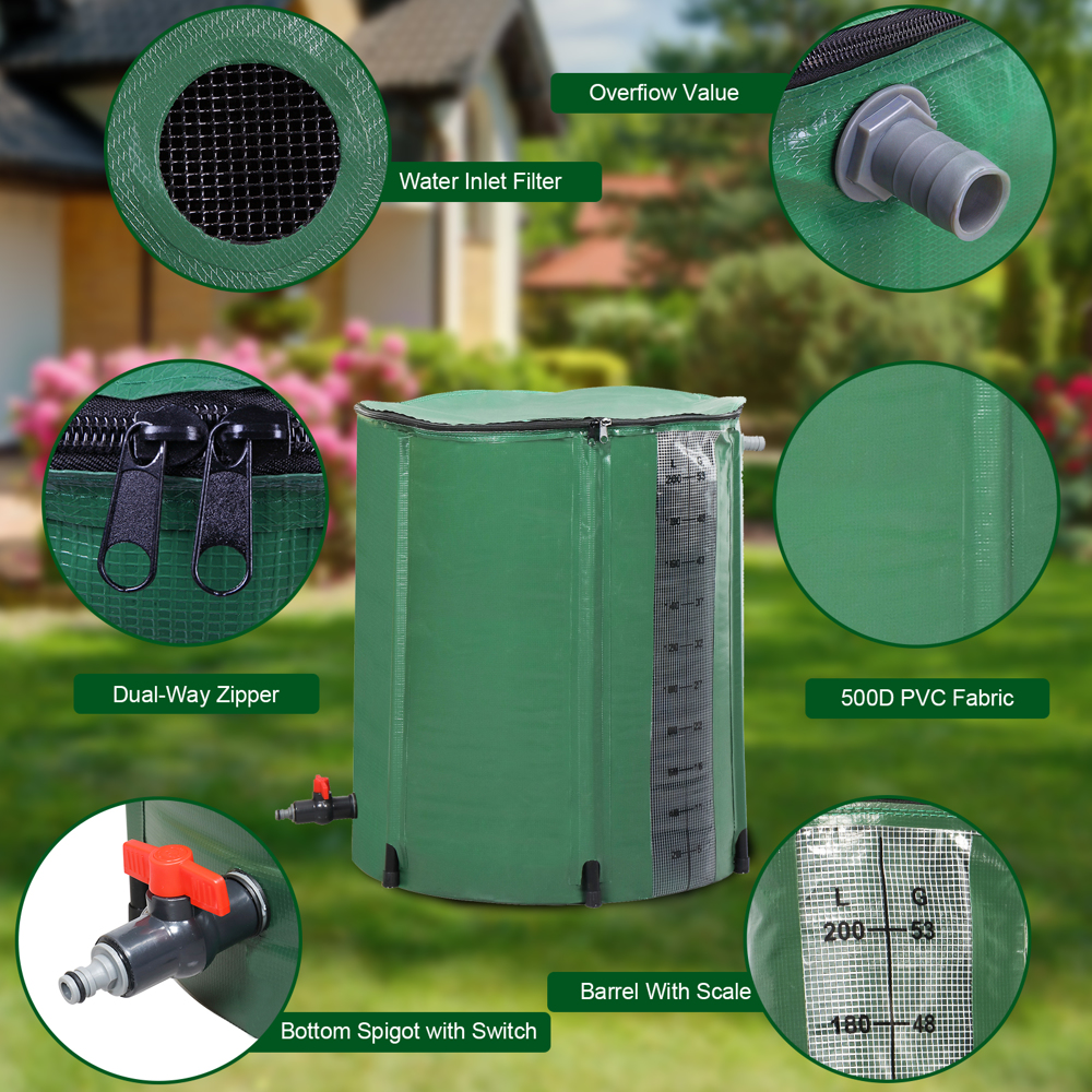 Rainwater Tank Water Butt Container Garden Collector Collapsible 250l 