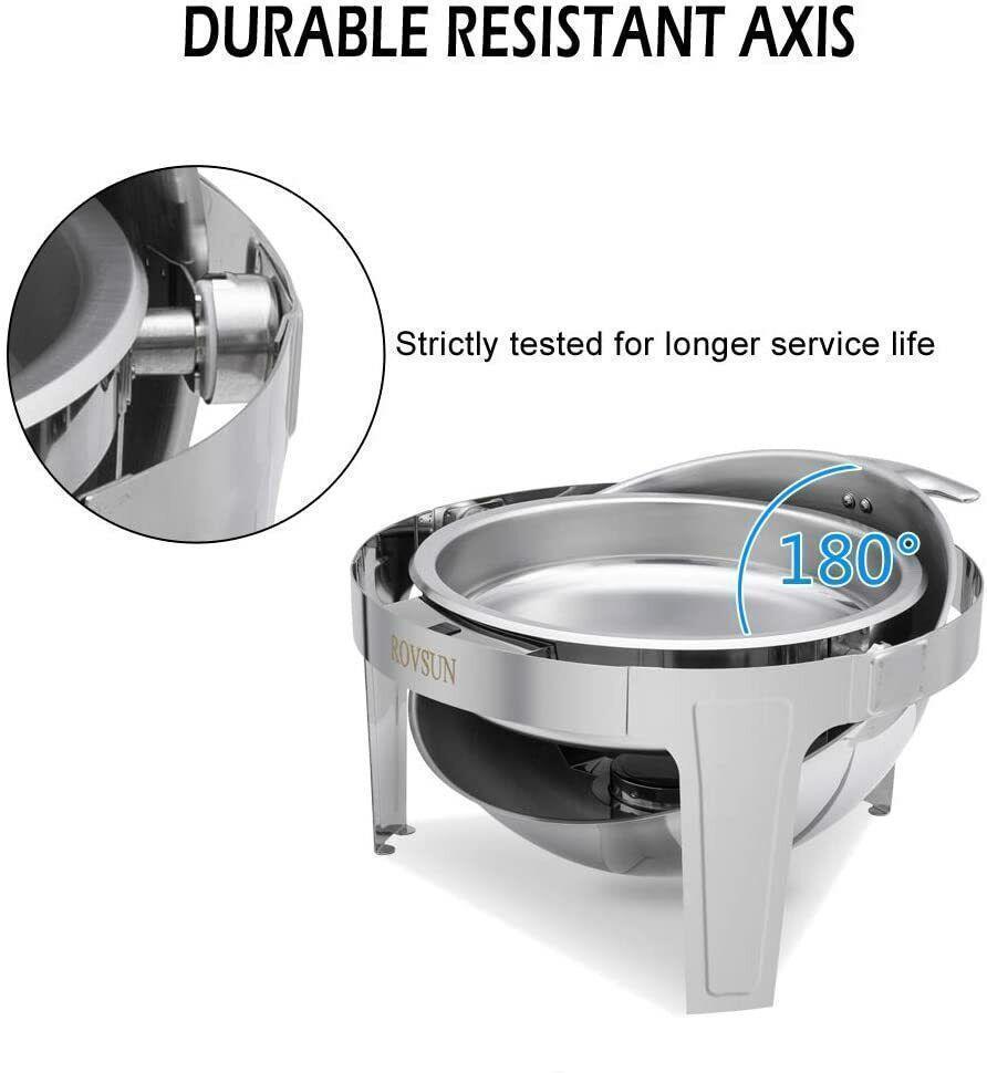 2 Packs Catering Stainless Steel Chafer Chafing Dish Buffet Set Roll Top 6 Quart - Picture 19 of 21