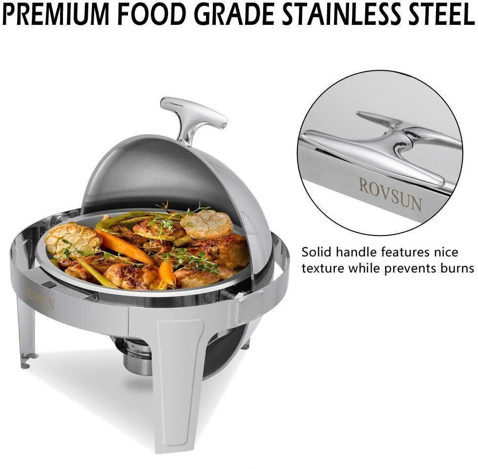 2 Packs Catering Stainless Steel Chafer Chafing Dish Buffet Set Roll Top 6 Quart - Picture 18 of 21