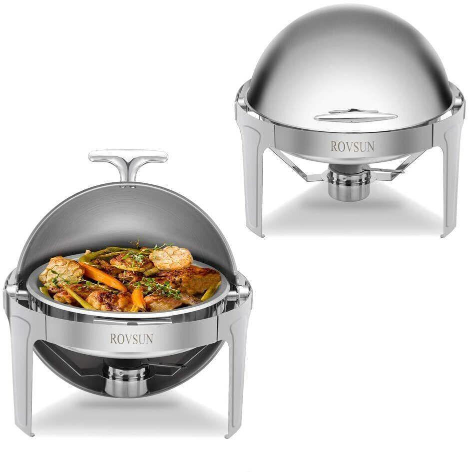 2 Packs Catering Stainless Steel Chafer Chafing Dish Buffet Set Roll Top 6 Quart - Picture 15 of 21