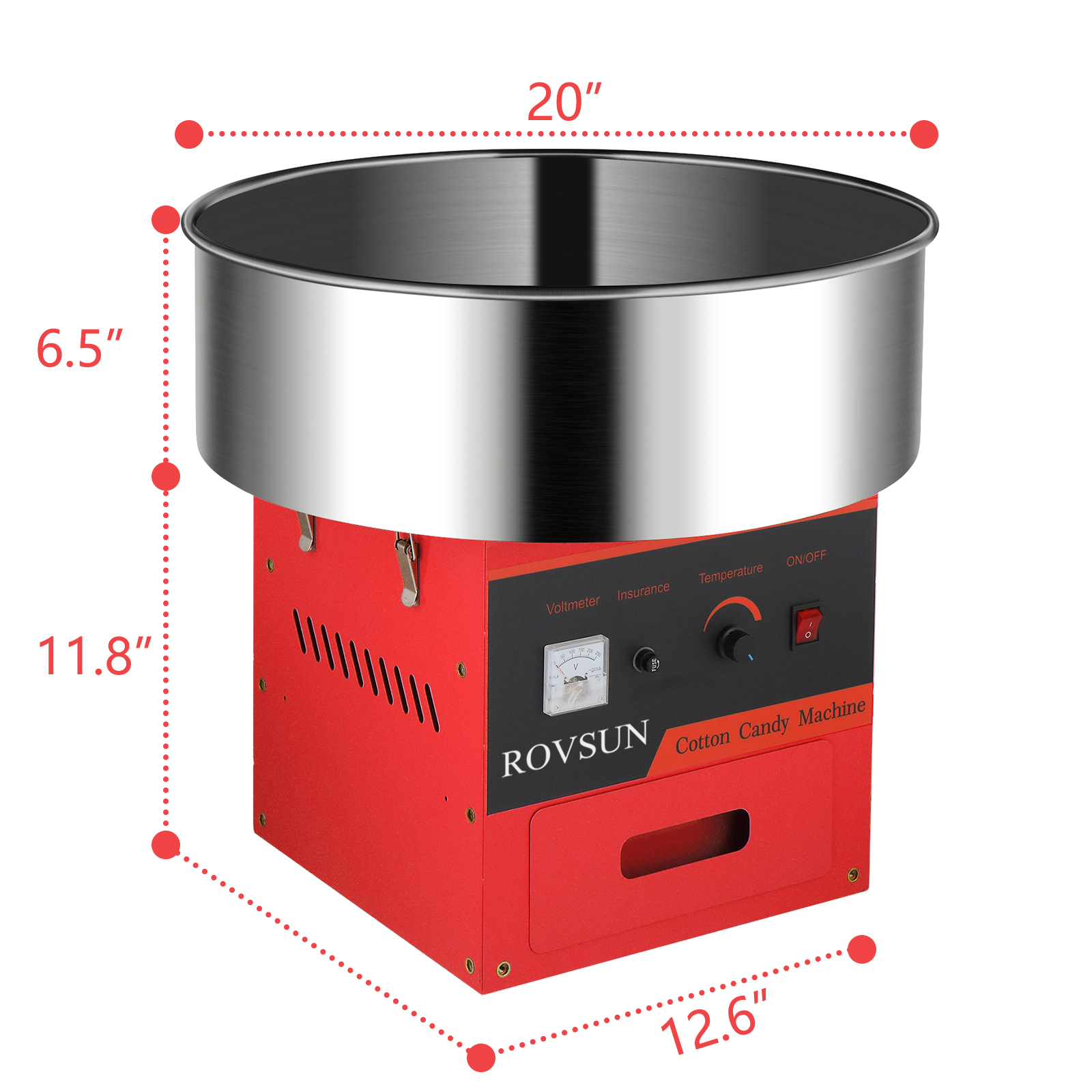 Cotton Candy Machine Maker Commercial Candy Floss Maker 21" Stainless Steel