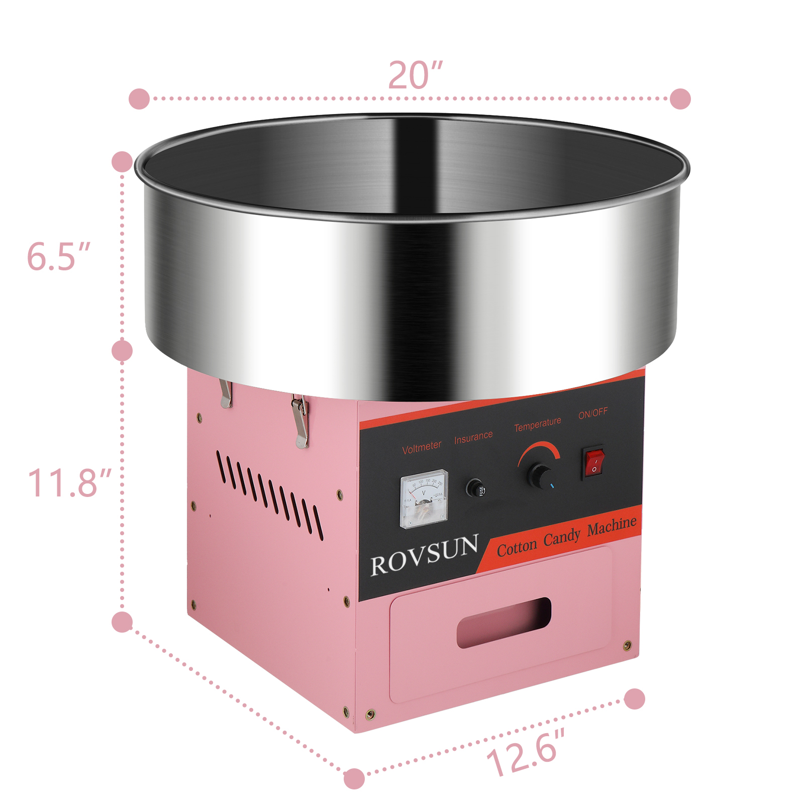 Cotton Candy Machine Maker Commercial Candy Floss Maker 21" Stainless Steel