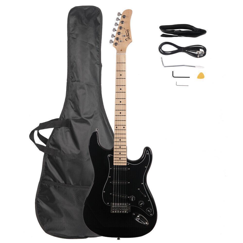 Glarry Beginner Electric Guitar Package Case Strap Bag Bar Black/Sunset/White