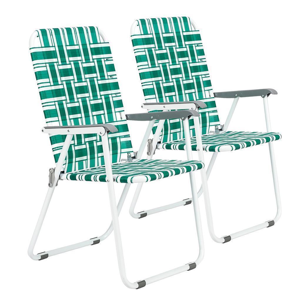 2 Pack Folding Web Chair Beach Chair Lawn Patio Webbed Strap Furniture - Picture 12 of 14