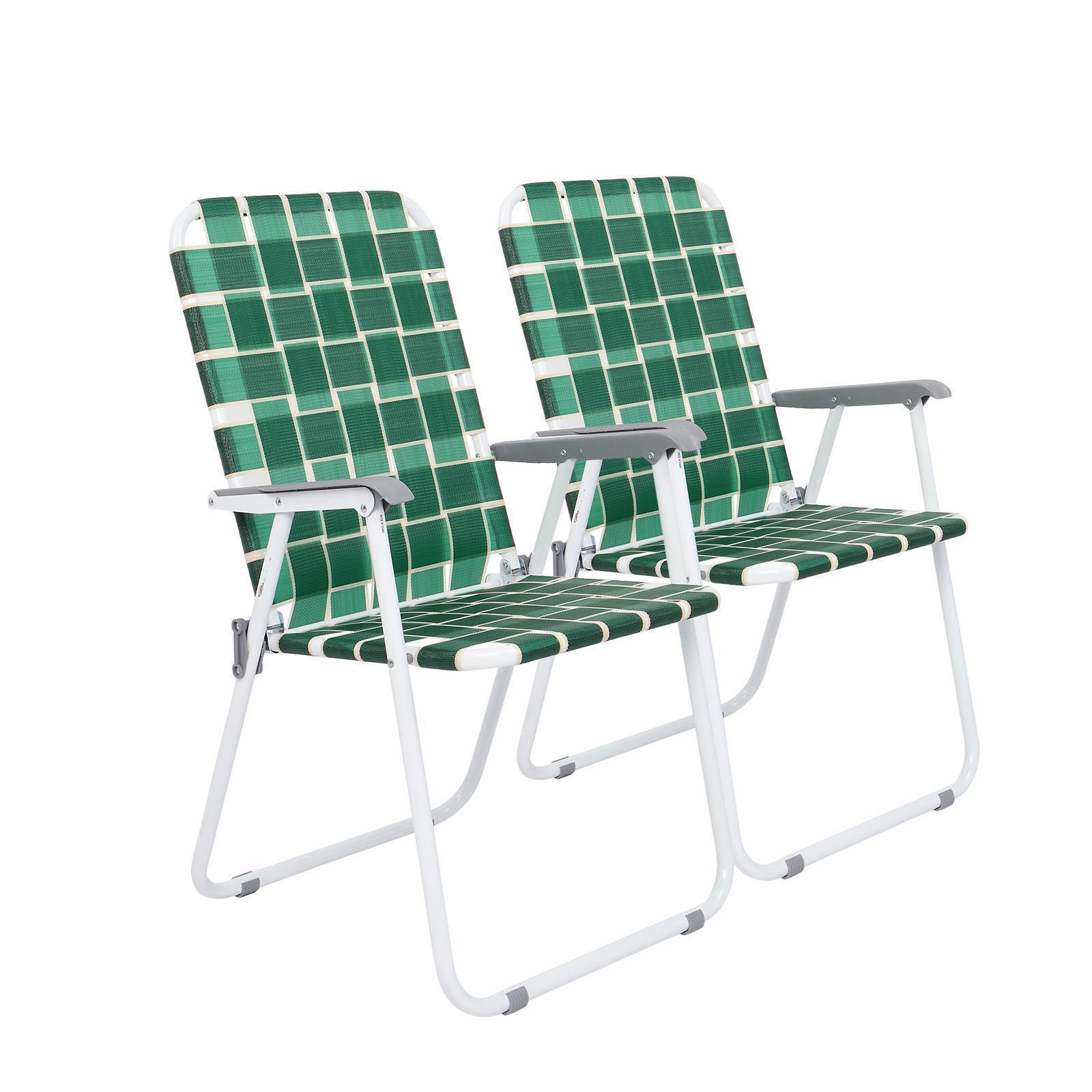2 Pack Folding Web Chair Beach Chair Lawn Patio Webbed Strap Furniture - Picture 9 of 14