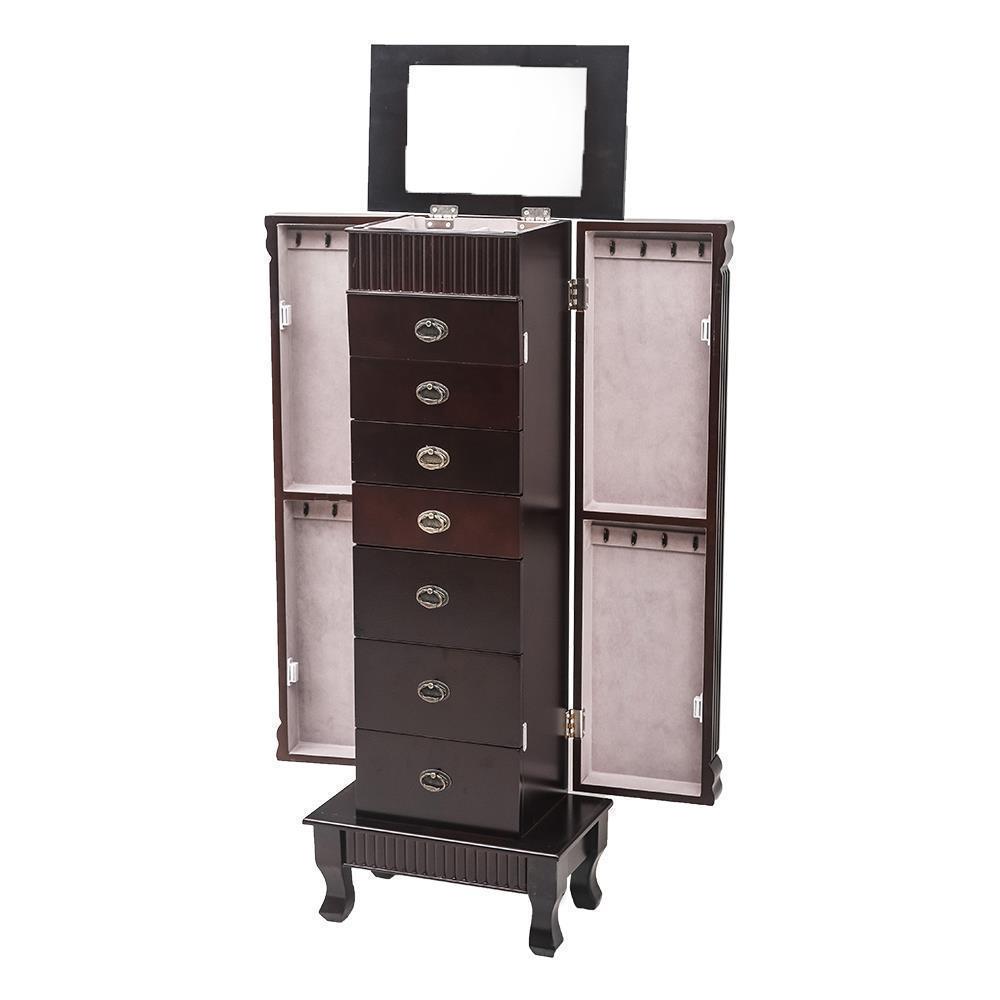Extra Large Traditional Jewelry Cabinet Armoire with Mirror 