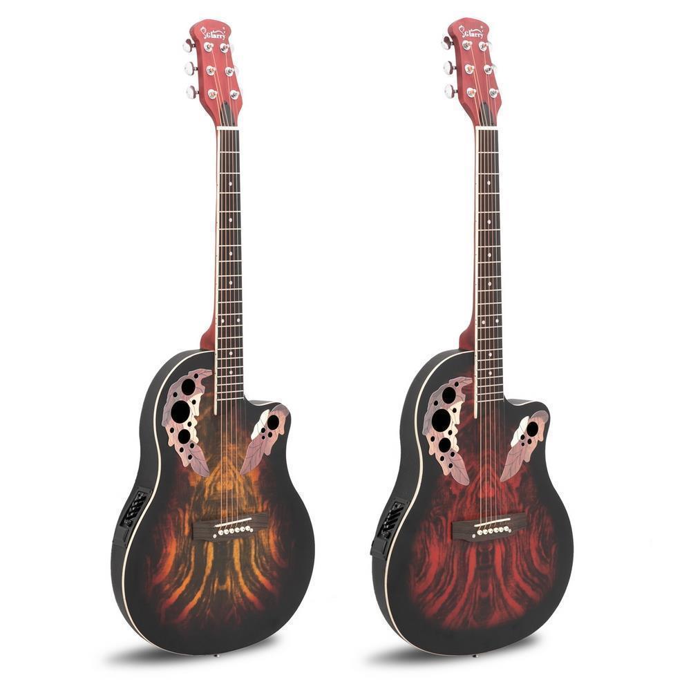 Glarry 41 inch Cutaway Acoustic-Electric Guitar EQ with Bag Sunset /Red - Picture 11 of 17