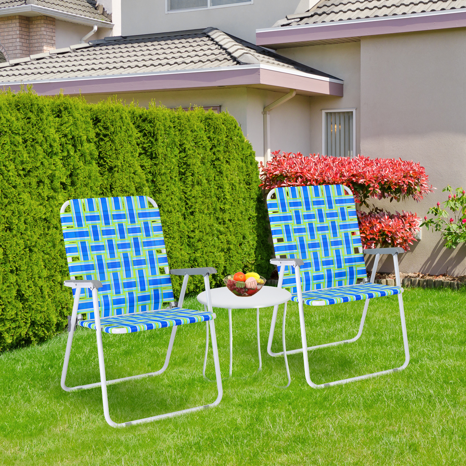 VINGLI Patio Lawn Webbed Folding Chair Set of 1-4 Outdoor Beach Portable  Camping