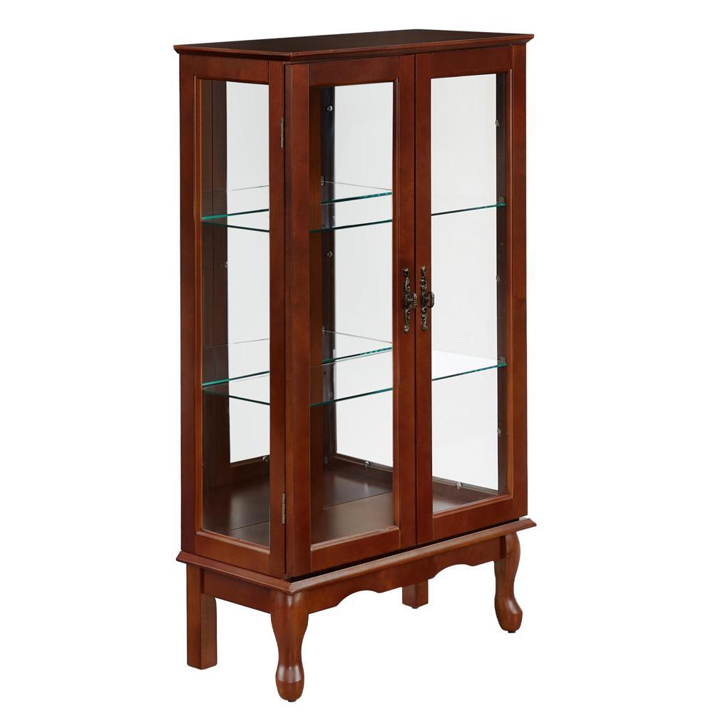 3 Tier Cabinet Diapaly Cabinet w/Adjustable Shelves&Mirrored Back Panel