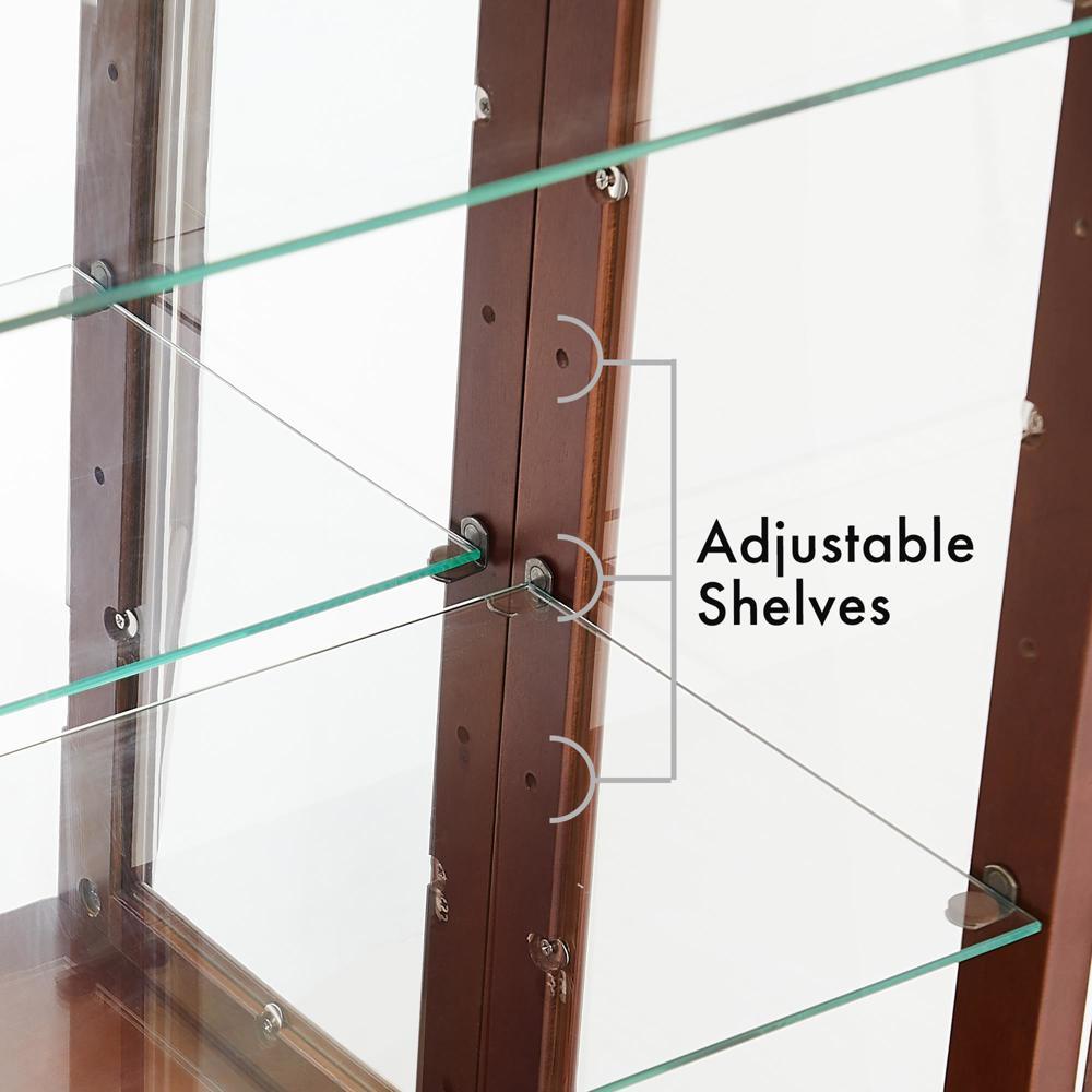 3 Tier Cabinet Diapaly Cabinet w/Adjustable Shelves&Mirrored Back Panel