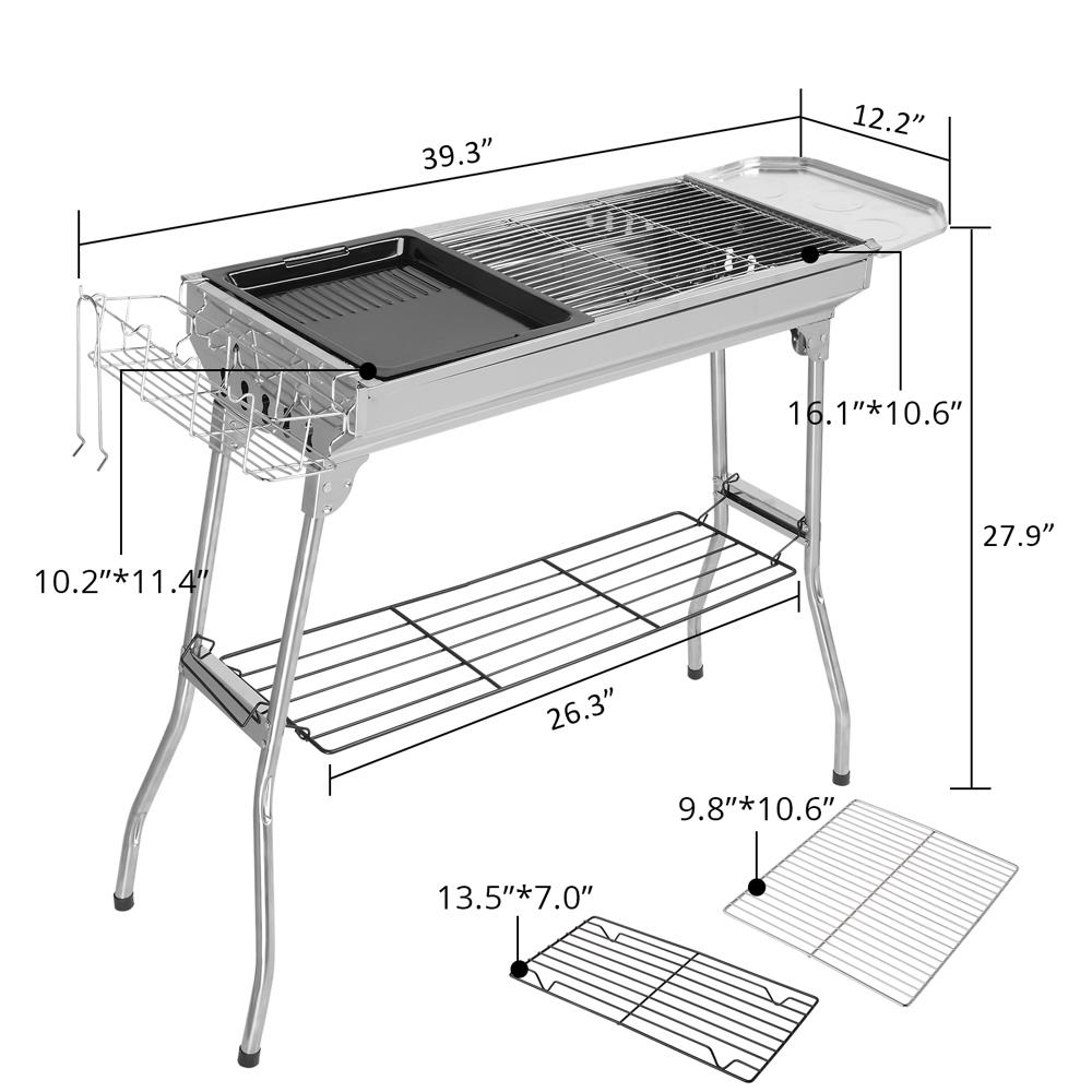 Stainless Steel Portable Folding Barbecue Charcoal Grill Stove Shish Kebab BBQ