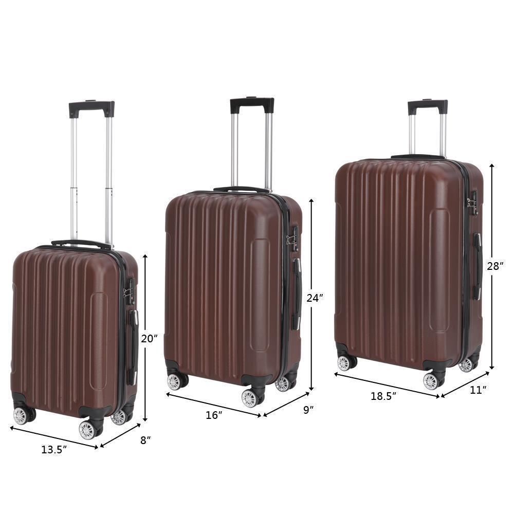 20 24 28" 3pcs Luggage Travel Set Bag ABS Trolley Hard Shell Suitcase w/TSA lock - Picture 32 of 33