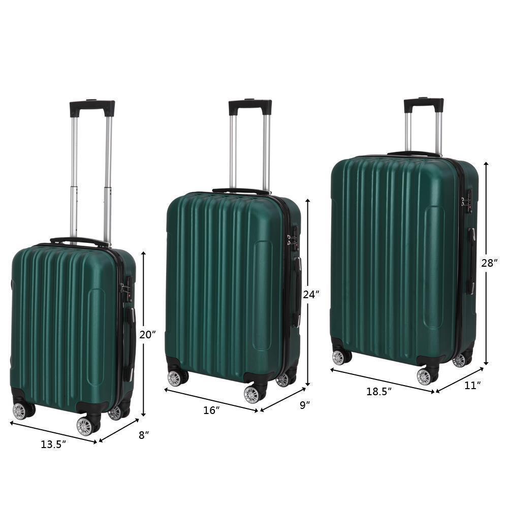 20 24 28" 3pcs Luggage Travel Set Bag ABS Trolley Hard Shell Suitcase w/TSA lock - Picture 30 of 33