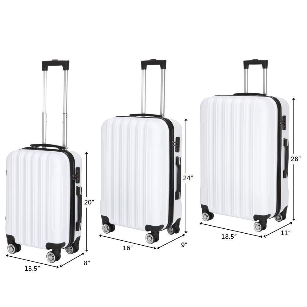 20 24 28" 3pcs Luggage Travel Set Bag ABS Trolley Hard Shell Suitcase w/TSA lock - Picture 28 of 33