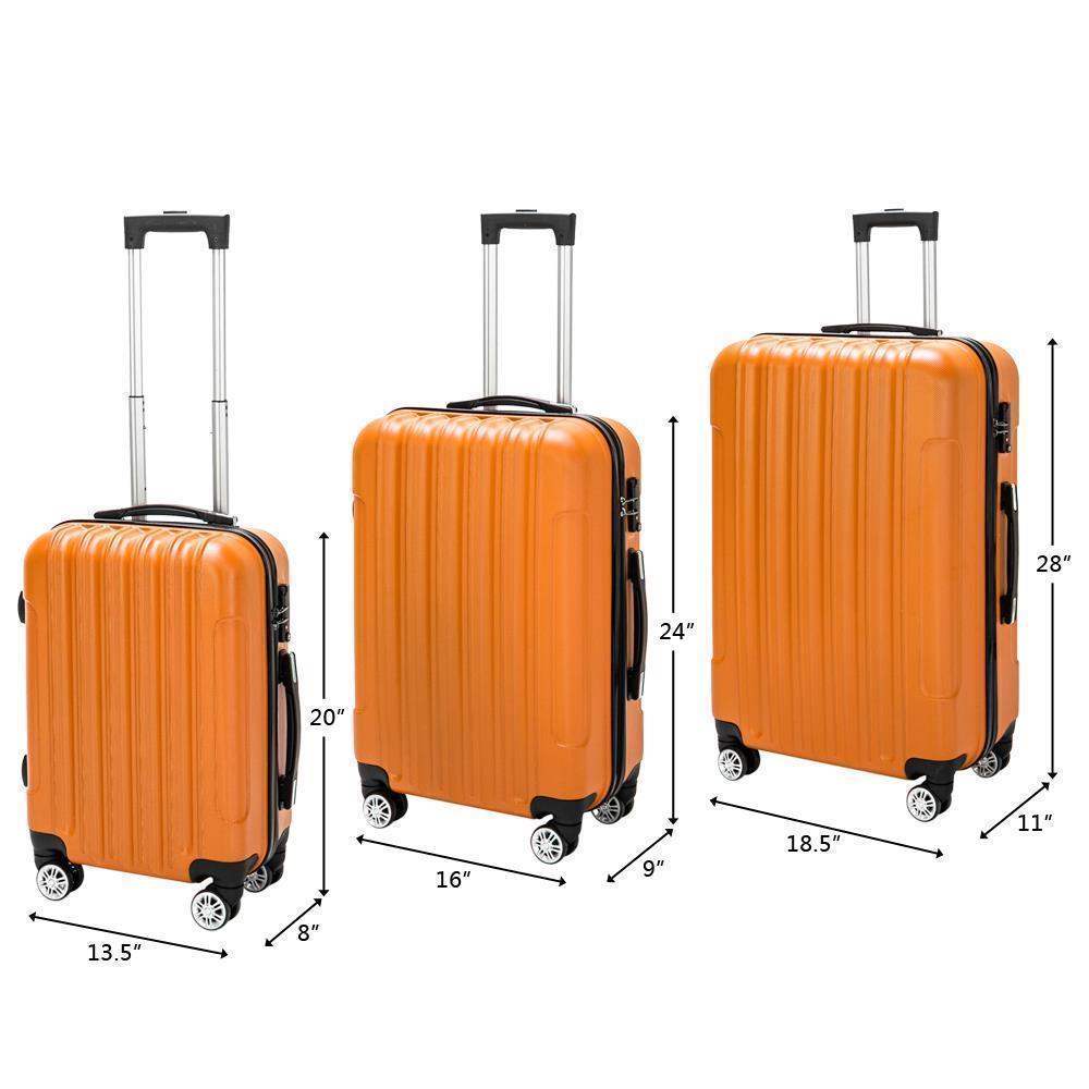 20 24 28" 3pcs Luggage Travel Set Bag ABS Trolley Hard Shell Suitcase w/TSA lock - Picture 24 of 33