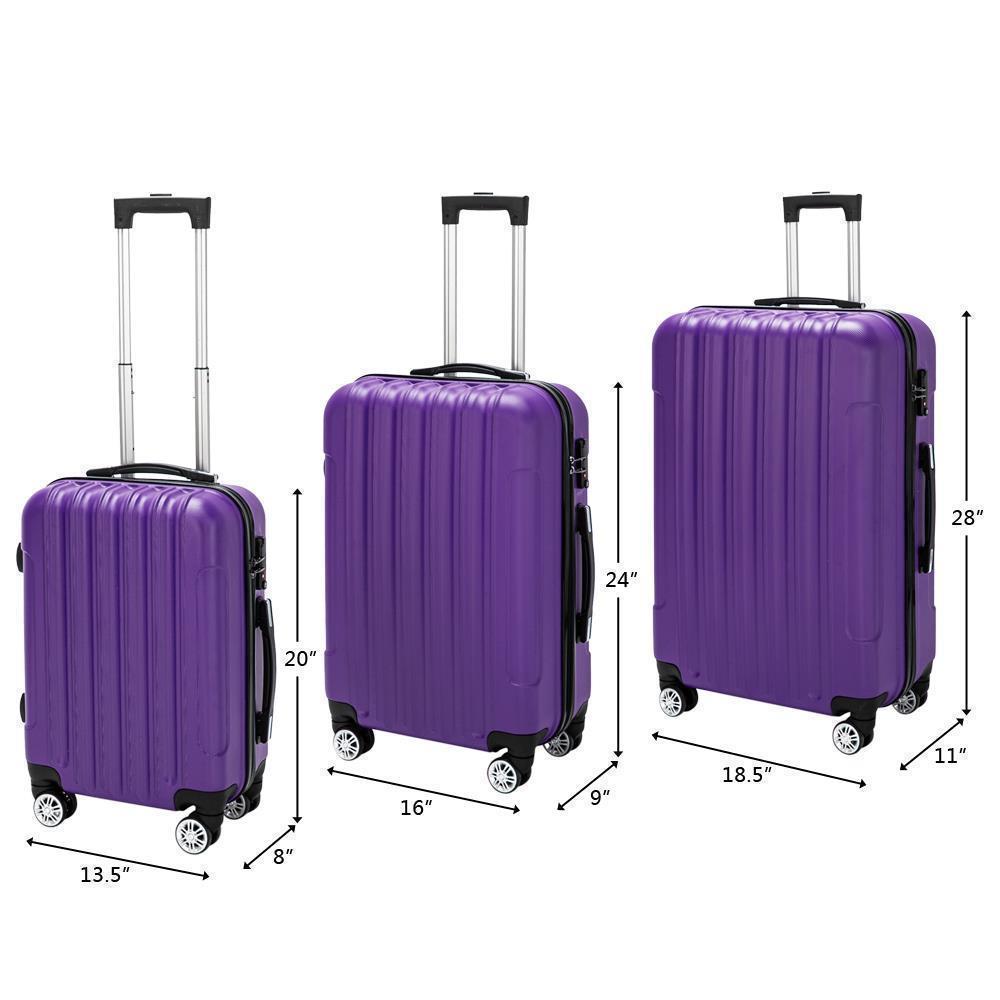 20 24 28" 3pcs Luggage Travel Set Bag ABS Trolley Hard Shell Suitcase w/TSA lock - Picture 19 of 33