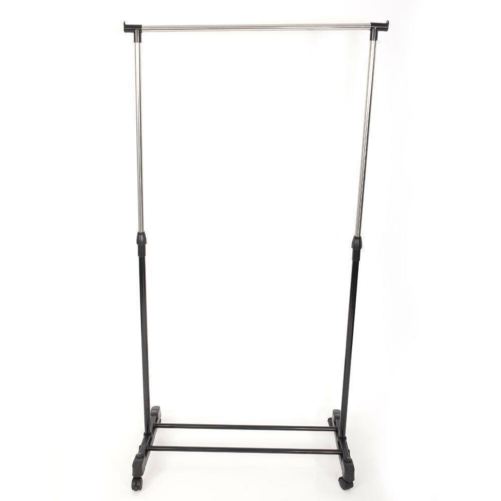 Single/Double Adjustable Portable Clothes Hanger Rolling Garment Rack Duty Rail - Picture 12 of 13