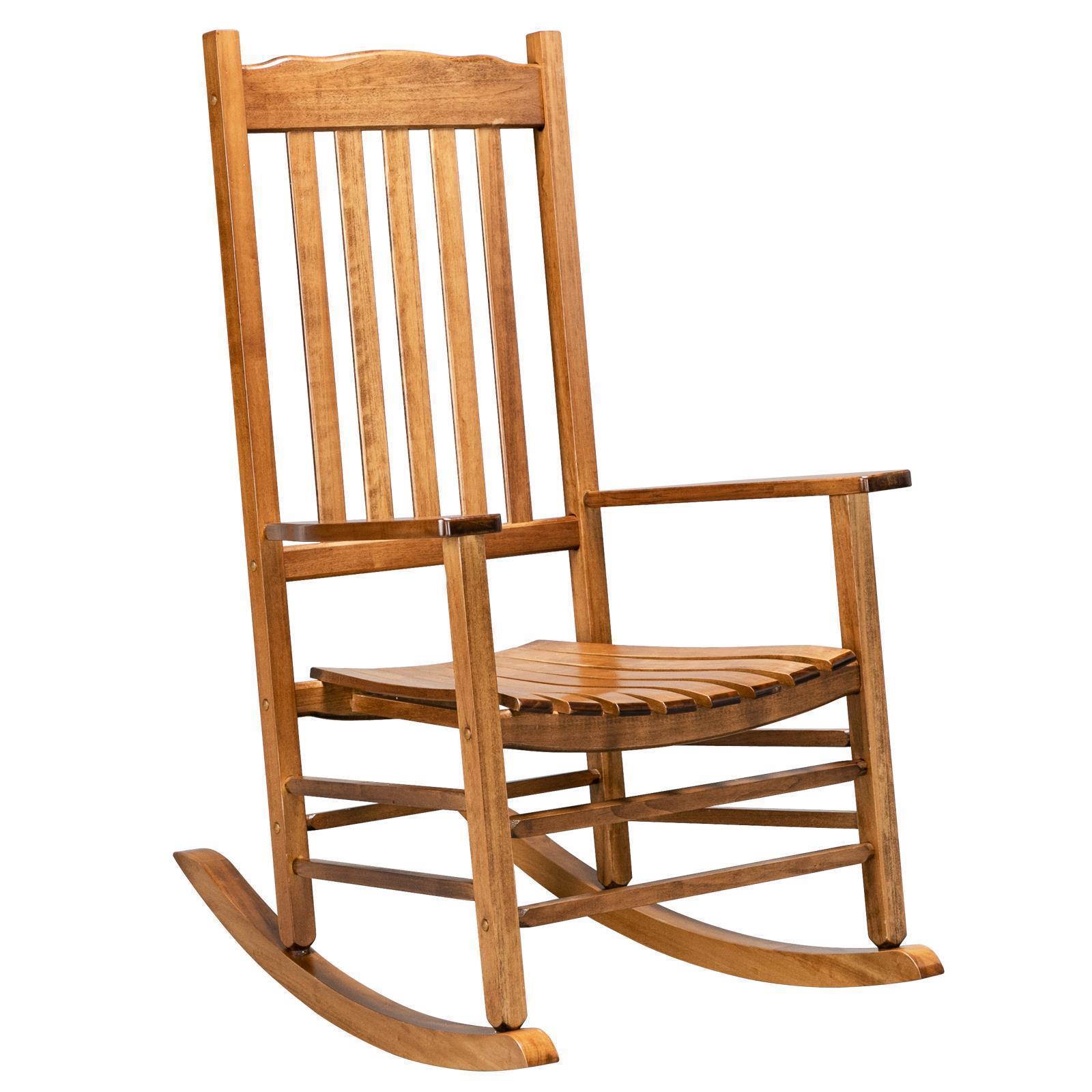 Wooden Rocking Chair Porch Rocker High Back Garden Seat Sofa Indoor Outdoor Teak - Picture 15 of 16