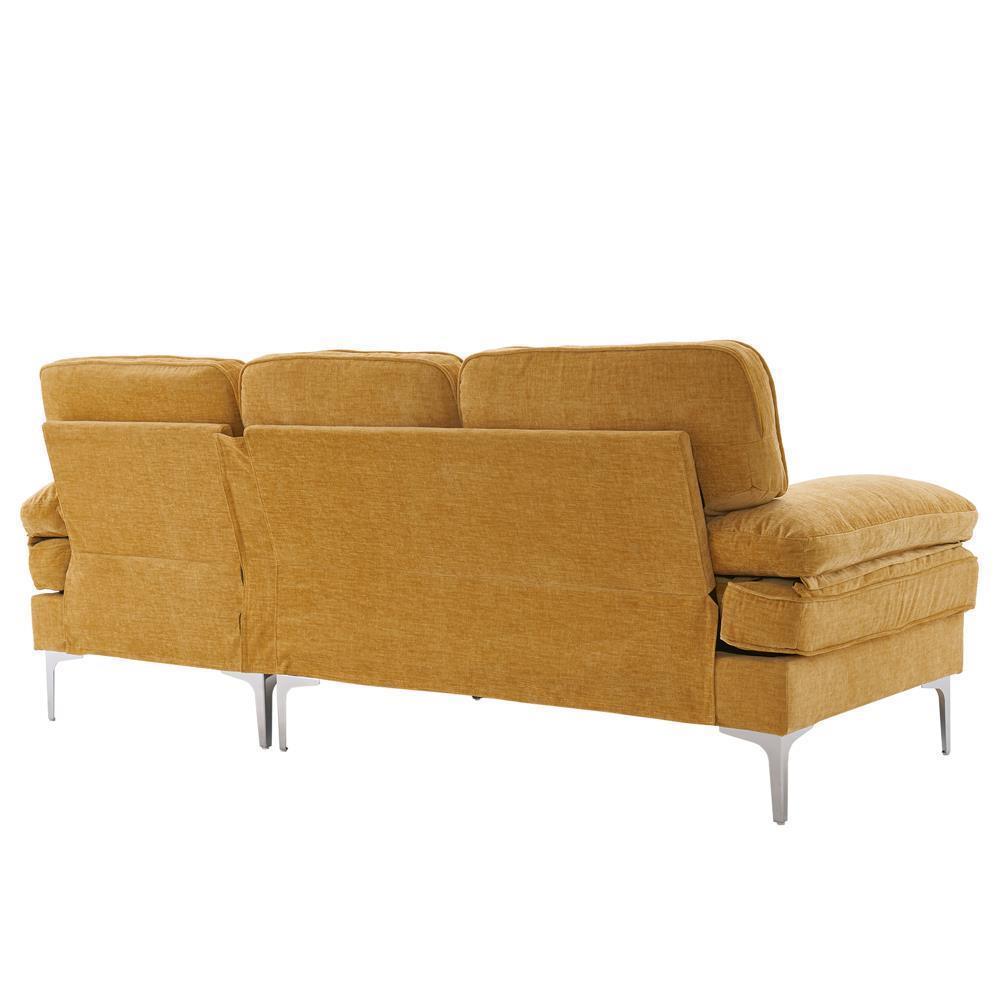 Sofa Set L Shape Sectional with Large Chaise and Gold Plated Legs Couch - Picture 24 of 31
