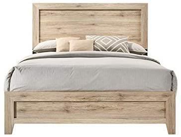 Eastern King/Queen Size Bed with Wooden Tapered Leg 4 Slats Natural