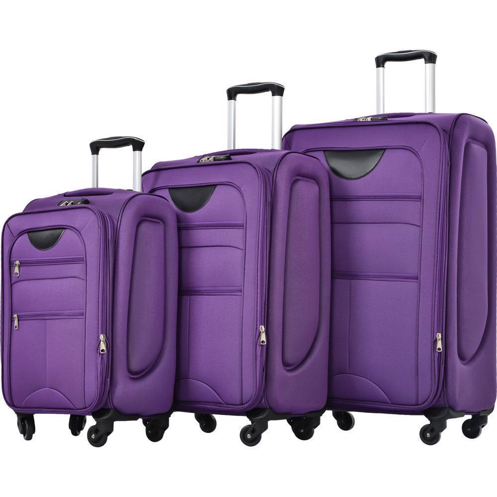 3 Piece Set Suitcase Upright Spinner Softshell Lightweight Luggage Travel Set