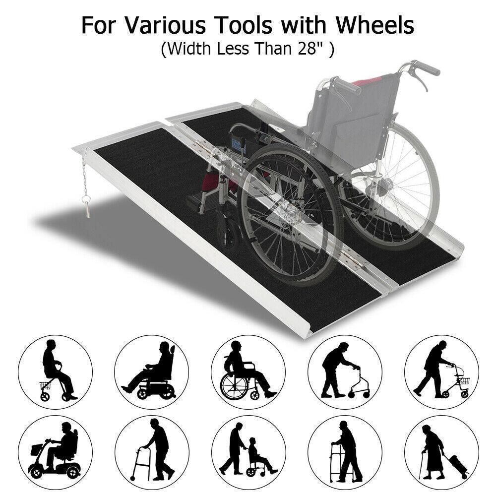 Foldable Wheelchair Scooter Loading Ramp Handicap Threshold Aluminum Safe 600LBS
