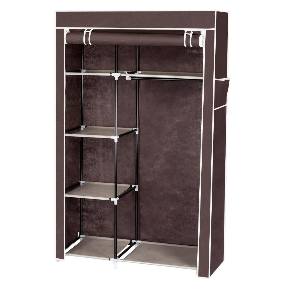 64" Portable Closet Storage Organizer Clothes Wardrobe Shoe Rack Shelf w/ Cover - Picture 20 of 20