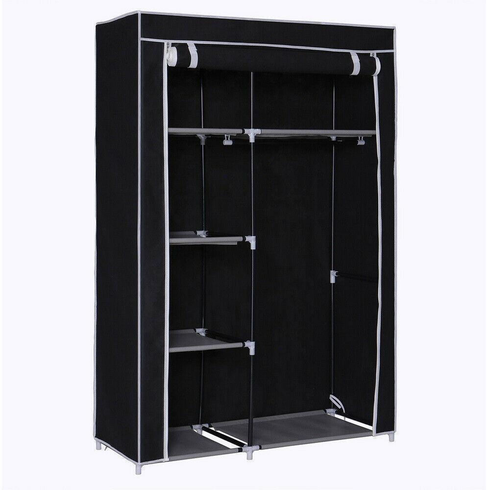 64" Portable Closet Storage Organizer Clothes Wardrobe Shoe Rack Shelf w/ Cover - Picture 19 of 20
