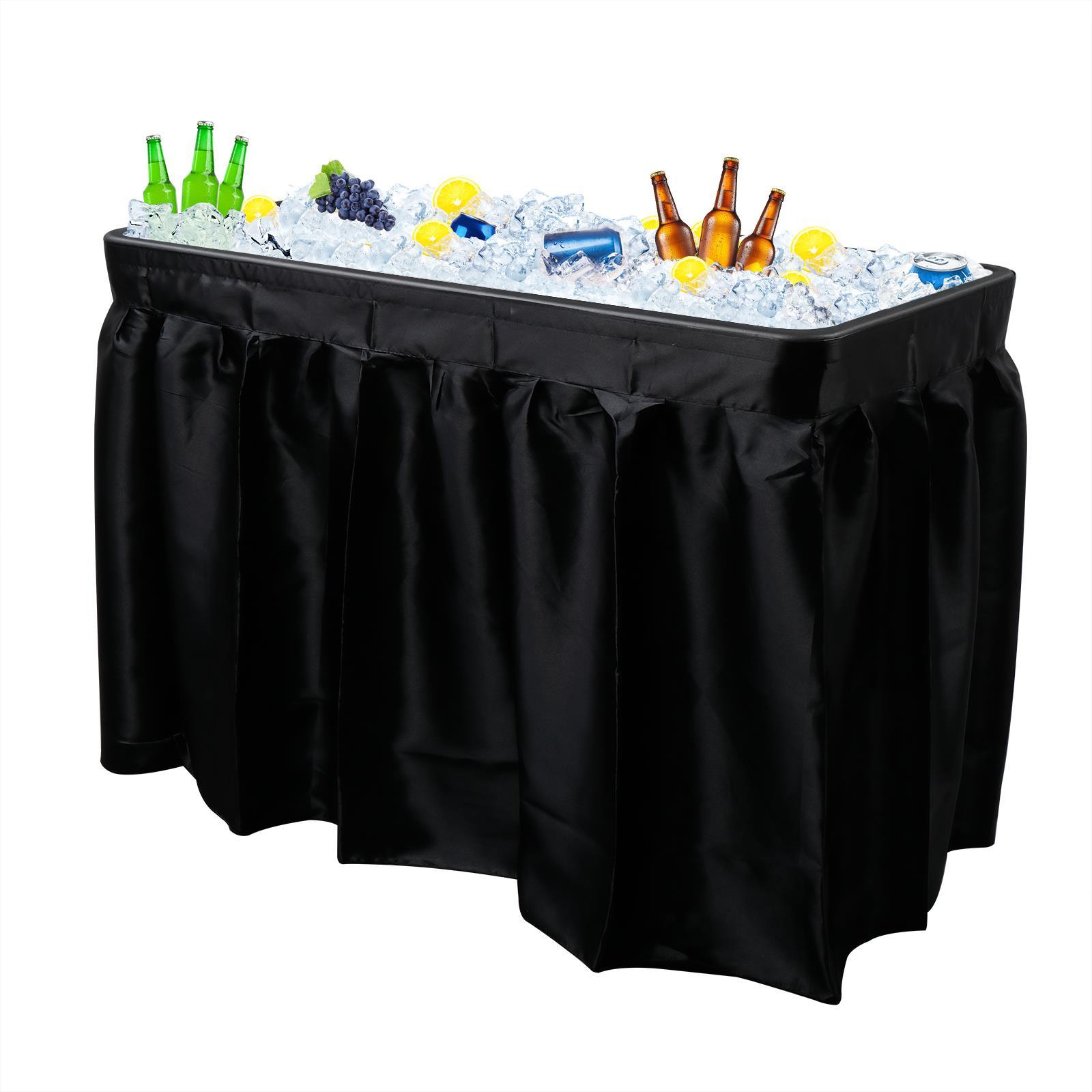 4 FT Folding Ice Bin Table Outdoor Ice Cooler Table w/Matching Skirt Party BBQ