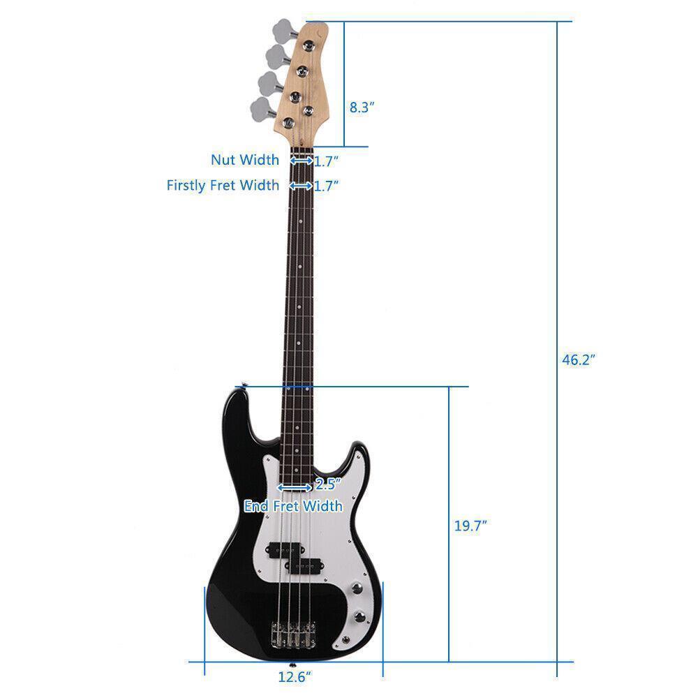 Color:Black:New 4-String Electric Bass Guitar School Band for Beginner