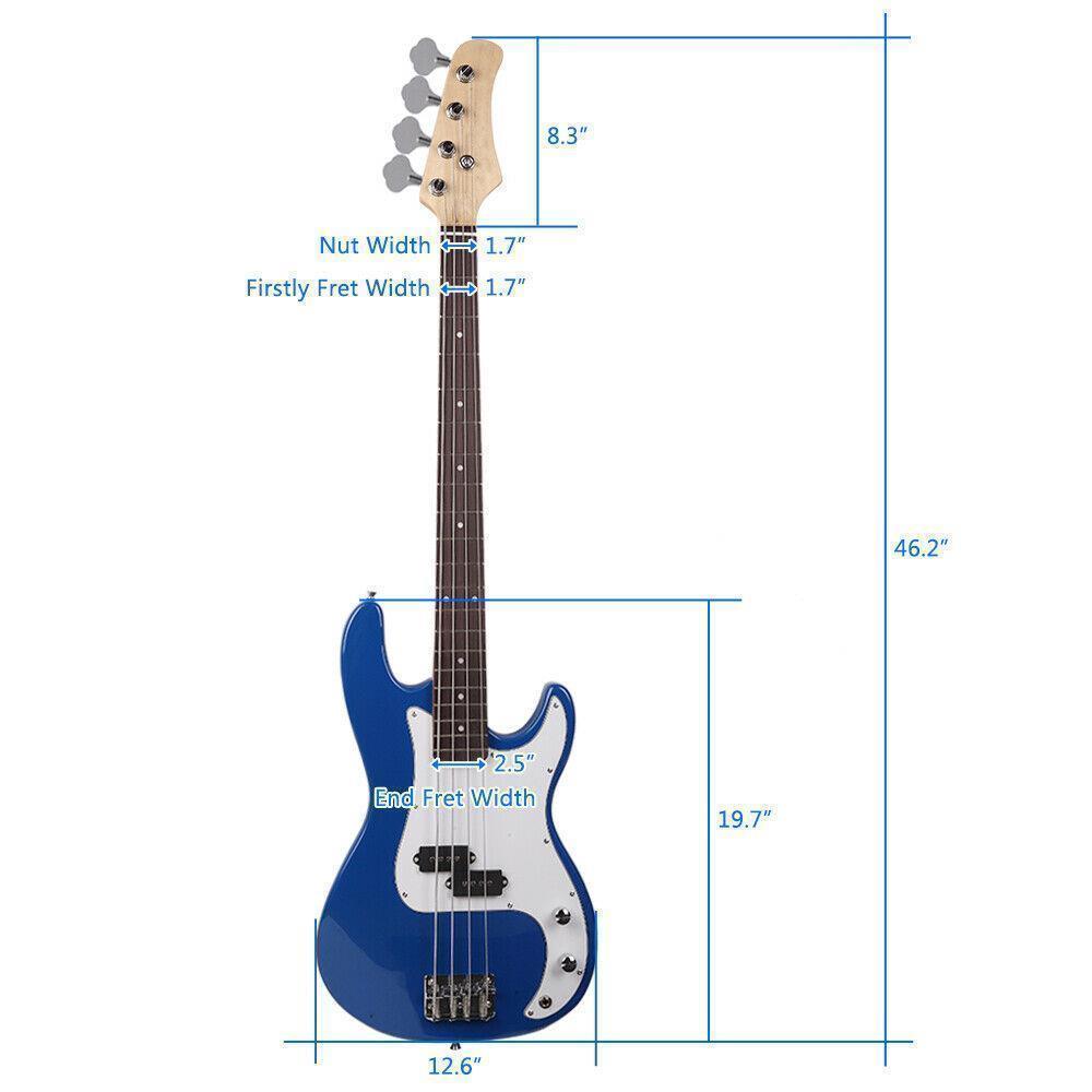 Color:Blue:New 4-String Electric Bass Guitar School Band for Beginner