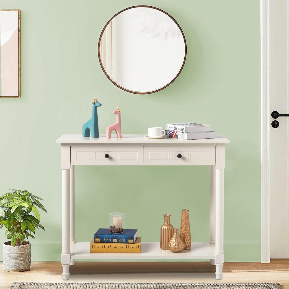Entry/Sofa Console Table w/2 Drawer and Open Shelf for Entryway Living Room - Picture 14 of 18