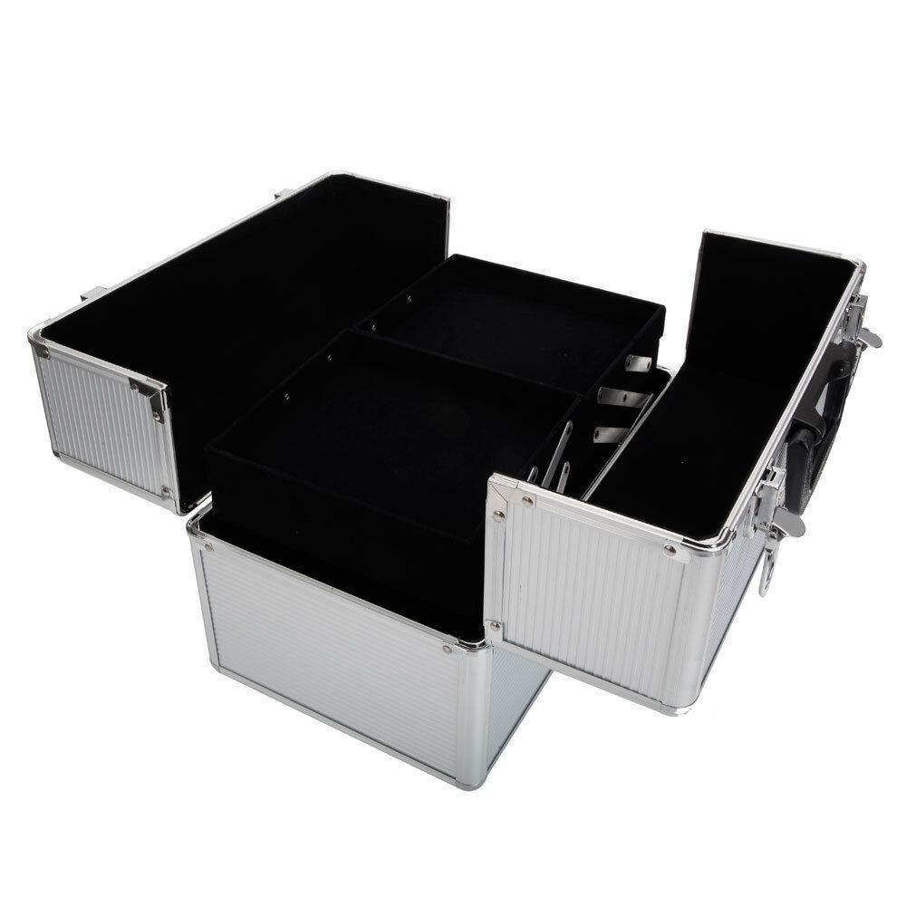 Aluminum 4 in1 Rolling Makeup Trolley Train Case Box Organizer Salon Cosmetic - Picture 5 of 11