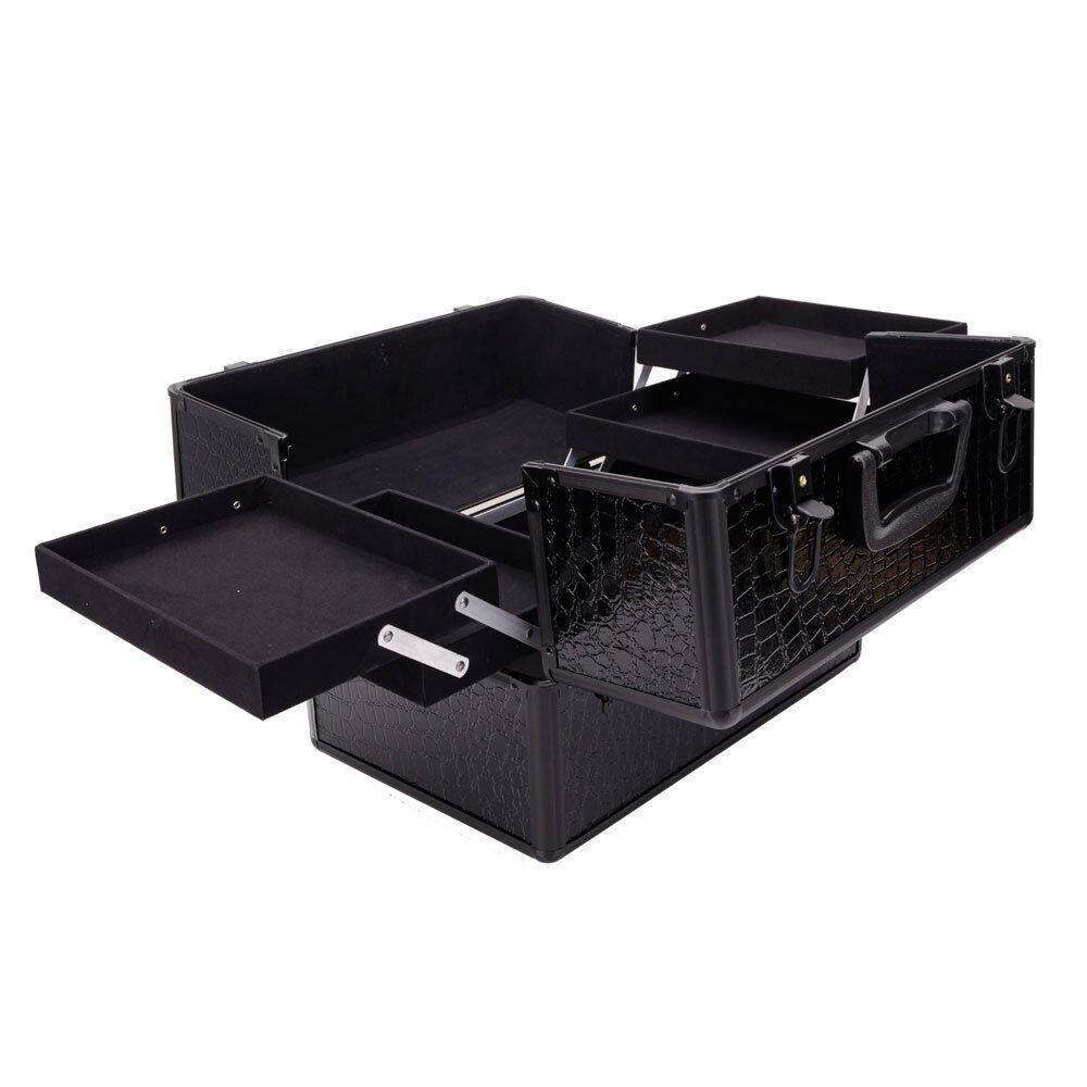 Aluminum 4 in1 Rolling Makeup Trolley Train Case Box Organizer Salon Cosmetic - Picture 3 of 11