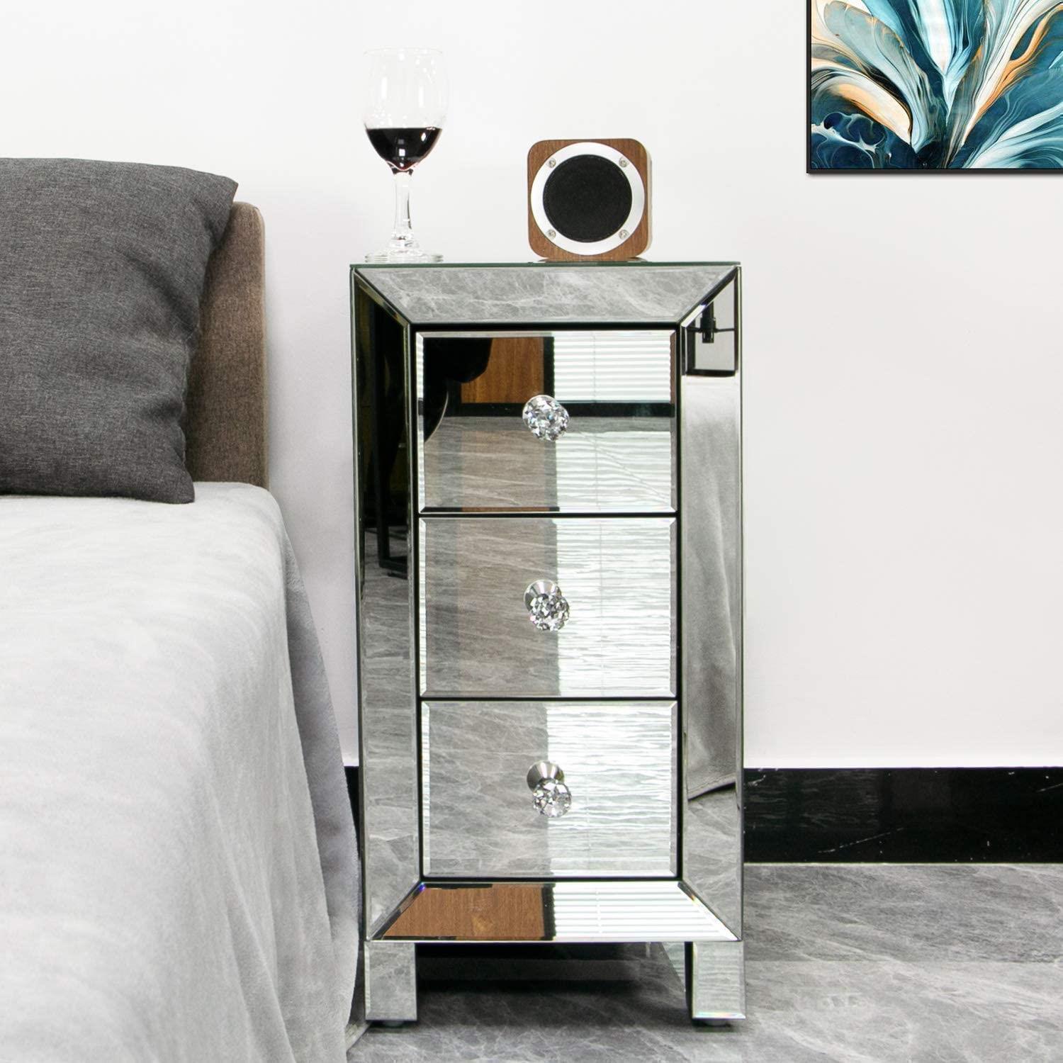 Mirrored Bedroom Furniture Sets Dresser Nightstand Chests Dressers Vanity Table - Picture 8 of 19