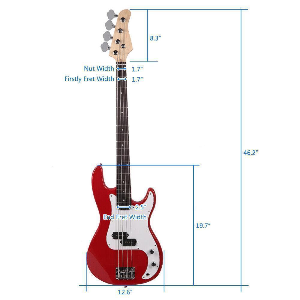 Color:Red:New 4 Strings Right Handed Electric Bass Guitar School Band for Beginner