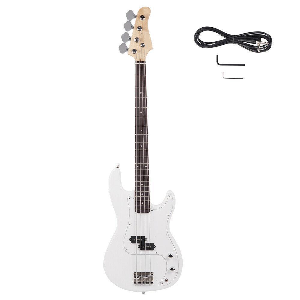 Color:White:New 4 Strings Right Handed Electric Bass Guitar School Band for Beginner