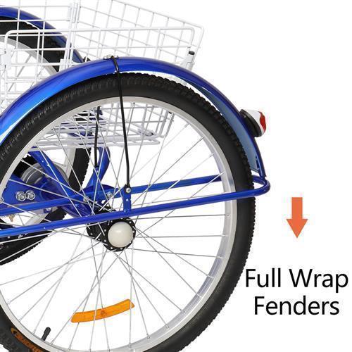 24'' 26'' Adult Tricycle 7 Speed Bicycle 3 Wheel Bike Cruiser Trike w/ Basket - Picture 17 of 18