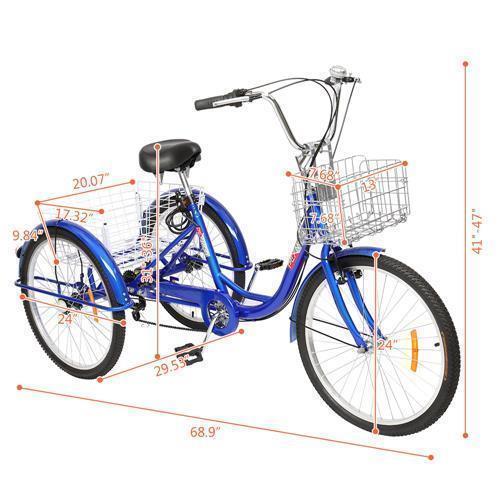 24'' 26'' Adult Tricycle 7 Speed Bicycle 3 Wheel Bike Cruiser Trike w/ Basket - Picture 11 of 18