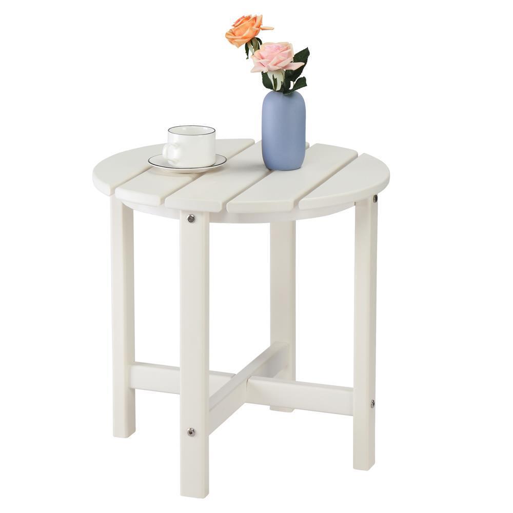 Durable 18in Round Patio Deck Portable Side Corner Single Layer Table 2 Colors