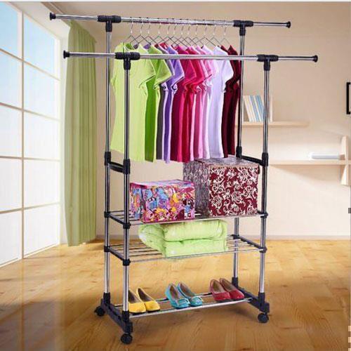 11 Modle Heavy Duty Rail Scalable Portable Clothes Hanger Rolling Garment Rack