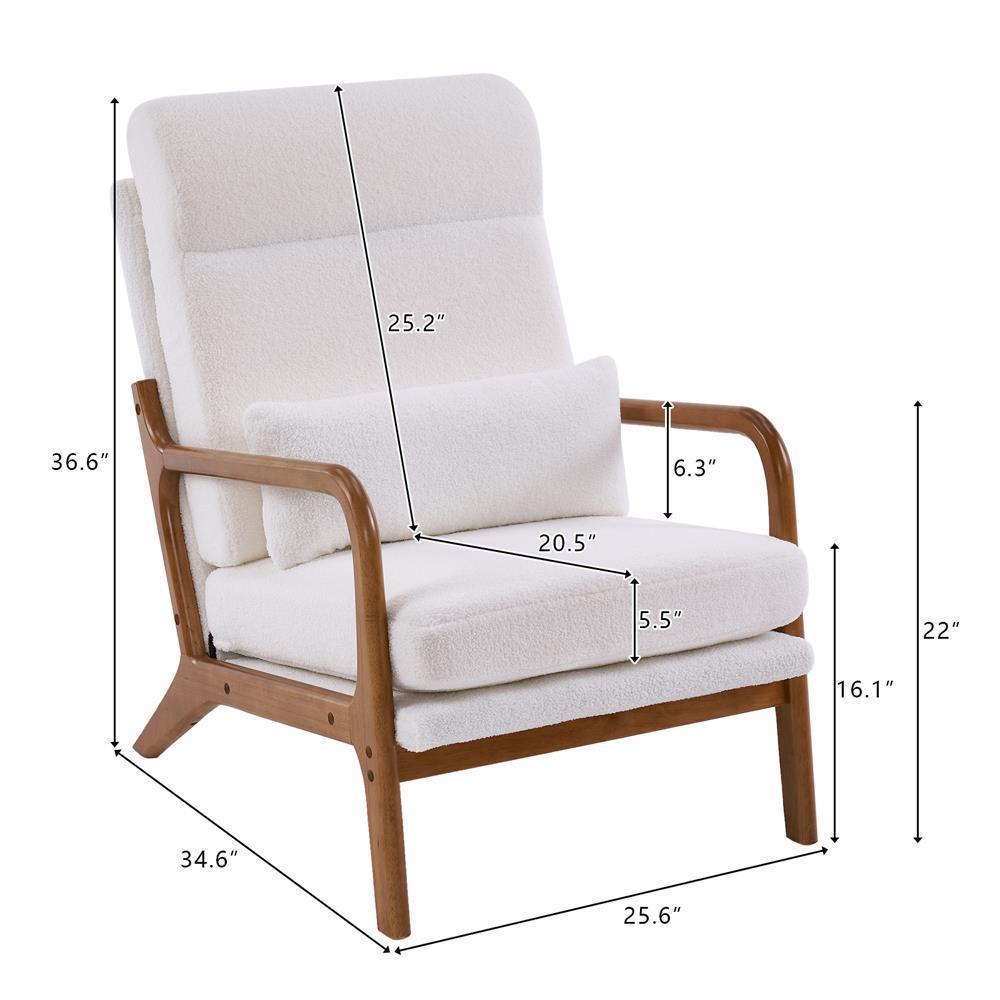 Mid-Century Accent Chair Reading Armchair Upholstered Single Sofa High Back - Picture 46 of 49
