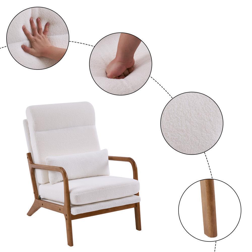 Mid-Century Accent Chair Reading Armchair Upholstered Single Sofa High Back - Picture 45 of 49