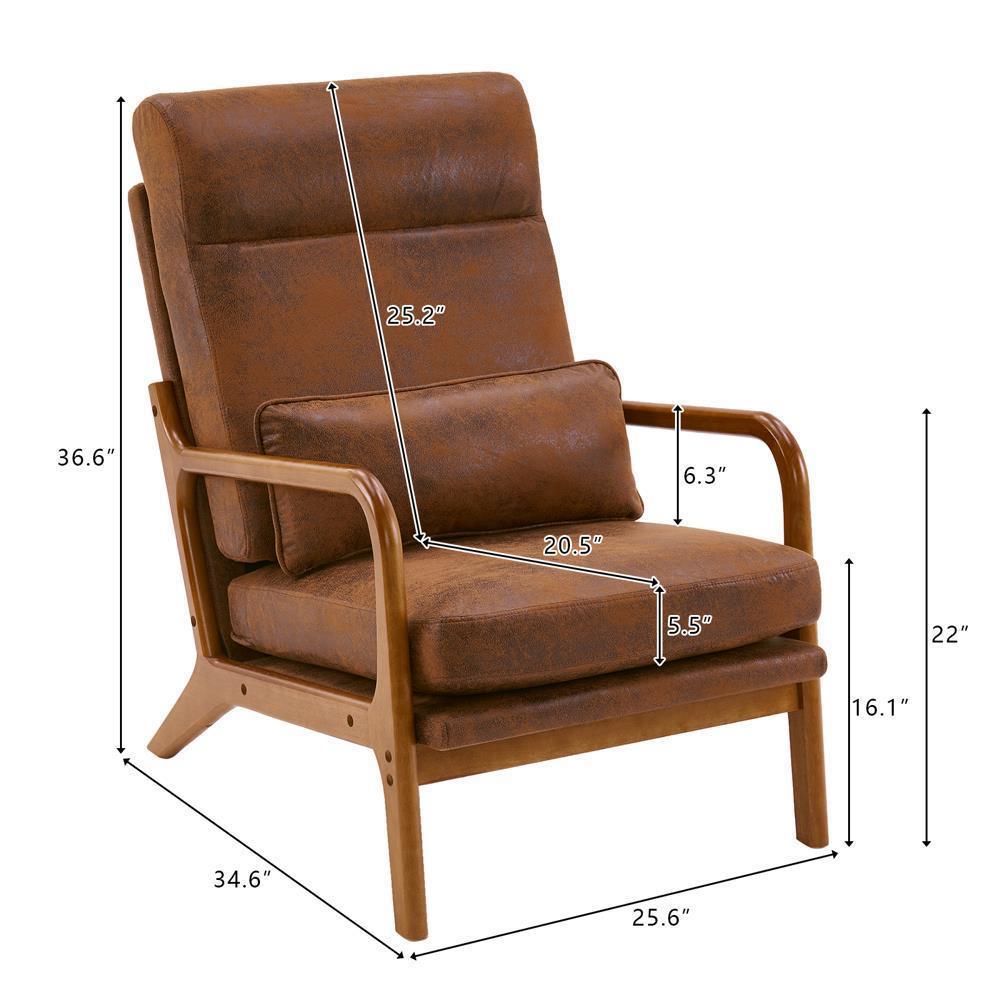 Mid-Century Accent Chair Reading Armchair Upholstered Single Sofa High Back - Picture 40 of 49