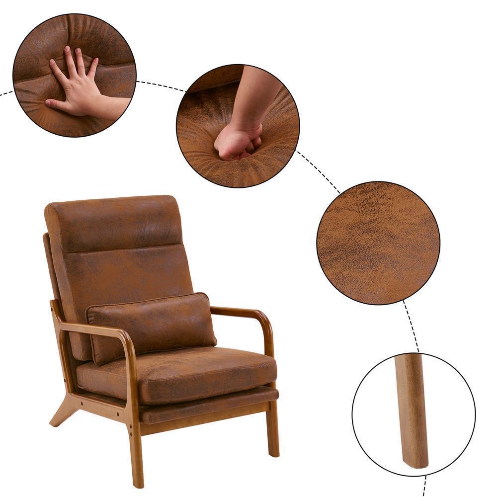 Mid-Century Accent Chair Reading Armchair Upholstered Single Sofa High Back - Picture 39 of 49