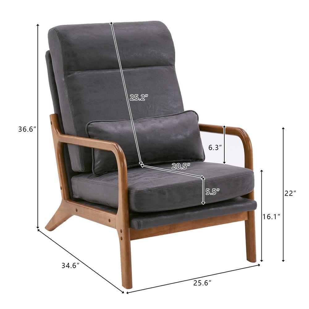 Mid-Century Accent Chair Reading Armchair Upholstered Single Sofa High Back - Picture 34 of 49