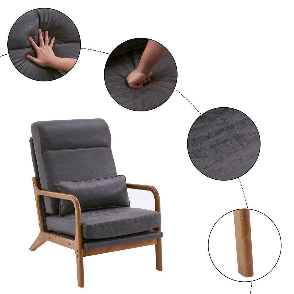 Mid-Century Accent Chair Reading Armchair Upholstered Single Sofa High Back - Picture 33 of 49
