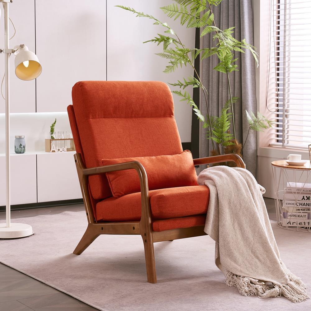 Mid-Century Accent Chair Reading Armchair Upholstered Single Sofa High Back - Picture 31 of 49